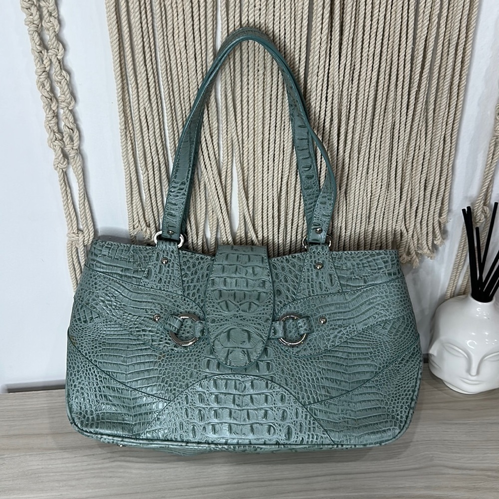 Charlie Lapson Blue Croc Shoulder Bag 14LX8H